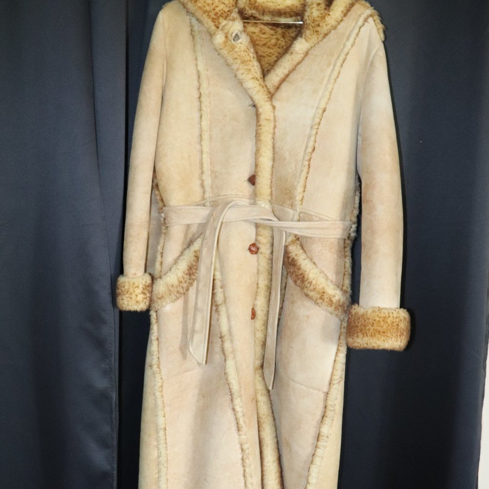 Sheepskin calf length winter coat